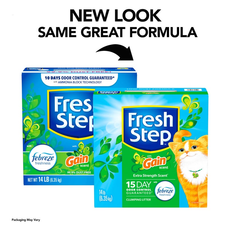 Fresh Step Clumping Litter With Febreze Freshness Gain Original Scent, Low-Dust Formula With Ammonia Block Technology, 14 lb. Box - Image 2
